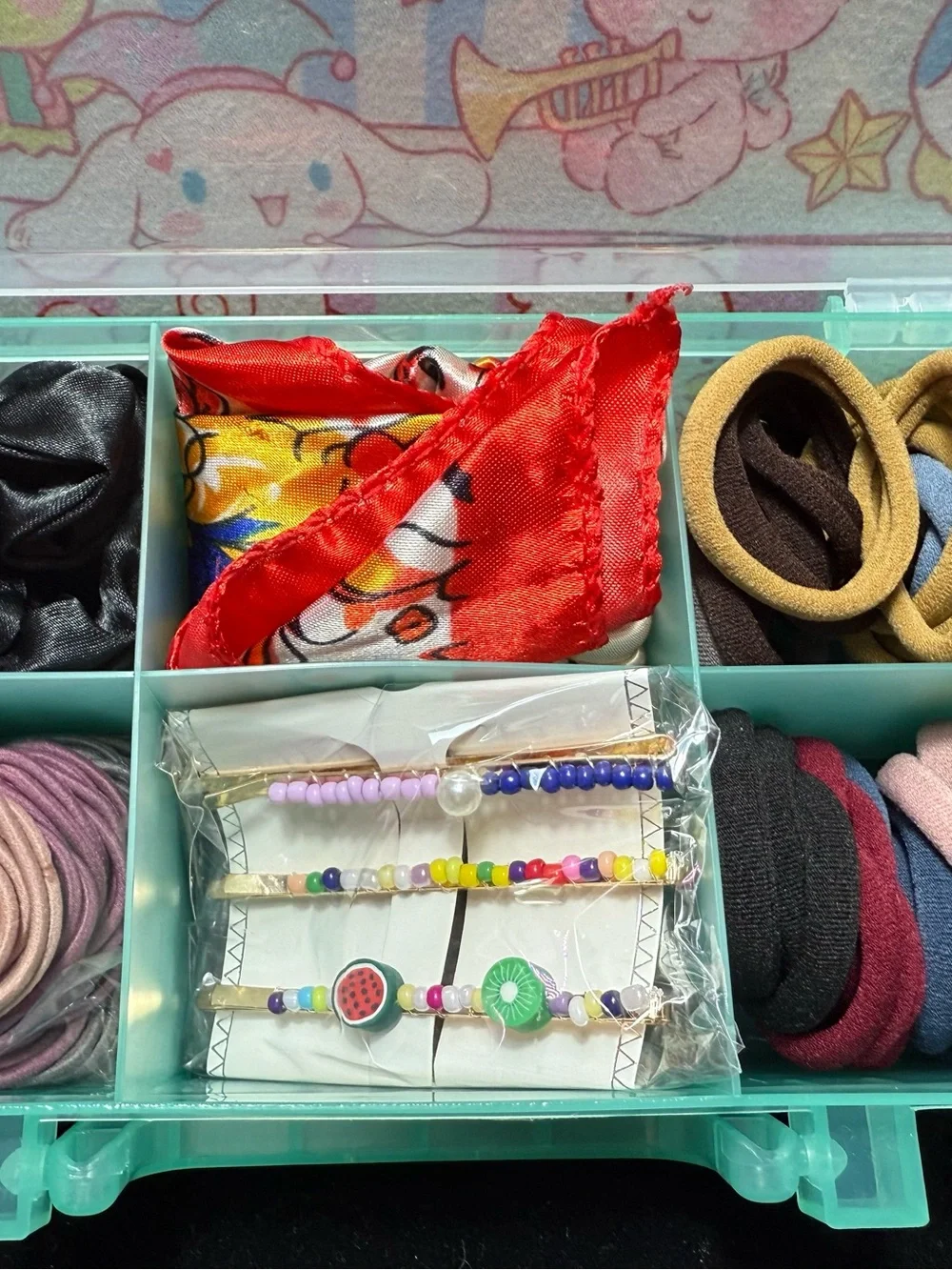 Green Multi-Compartment Hair Accessory Organizer - Assorted Colors